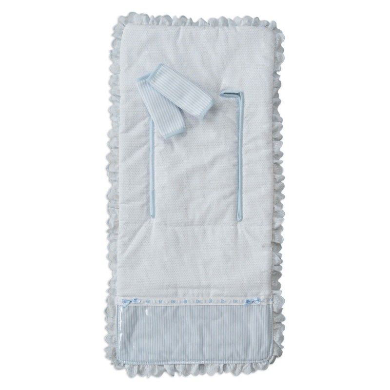 Colchoneta|Funda Silla Ligera Reversible con Cubre Arnés Line Celeste Colchoneta|Funda Silla Ligera Reversible con Cubre Arnés Line Celeste