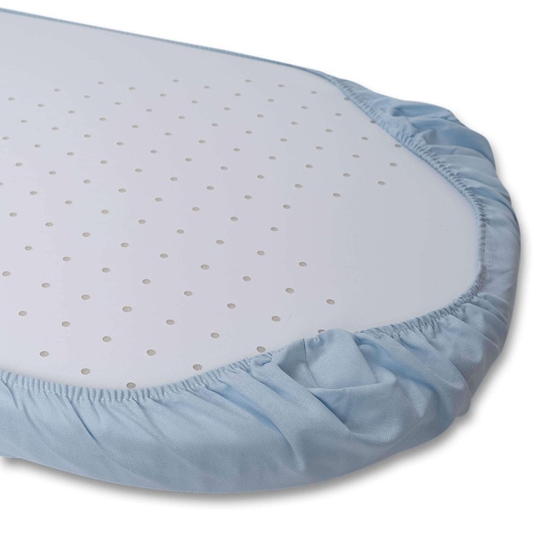 Sábana Bajera 100% Algodón, Ajustable con Gomas, Celeste ( Coche/Capazo/Cuco 80) Sábana Bajera 100% Algodón, Ajustable con Gomas, Celeste ( Coche/Capazo/Cuco 80)