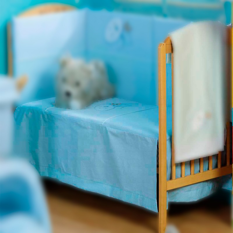 Edredon cuna 70*140 boton azul Edredon cuna 70*140 boton azul