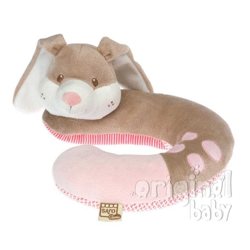 Appui-tête bébé lapin rose