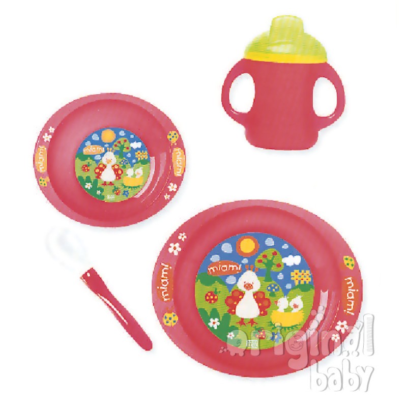 New 4-piece Microwave Crockery Red Birds New 4-piece Microwave Crockery Red Birds