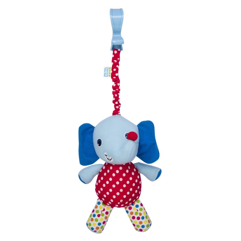 Sonajero de paseo con pinza elefante azul Sonajero de paseo con pinza elefante azul
