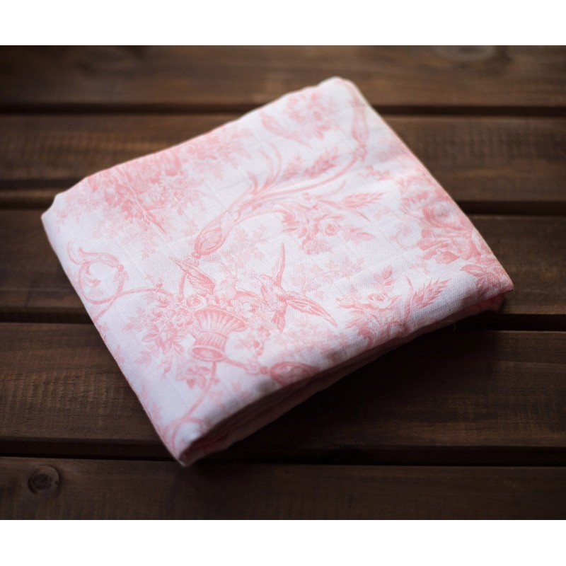 Muselina para bebé Toile de Jouy color Rosa Muselina para bebé Toile de Jouy color Rosa