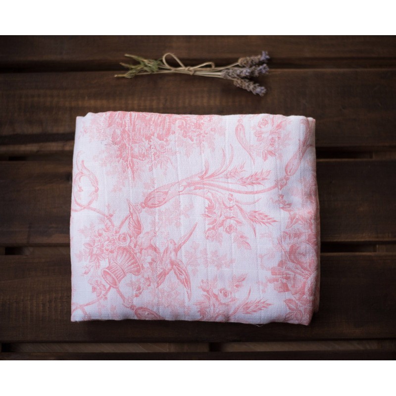 Muselina para bebé Toile de Jouy color Rosa Muselina para bebé Toile de Jouy color Rosa