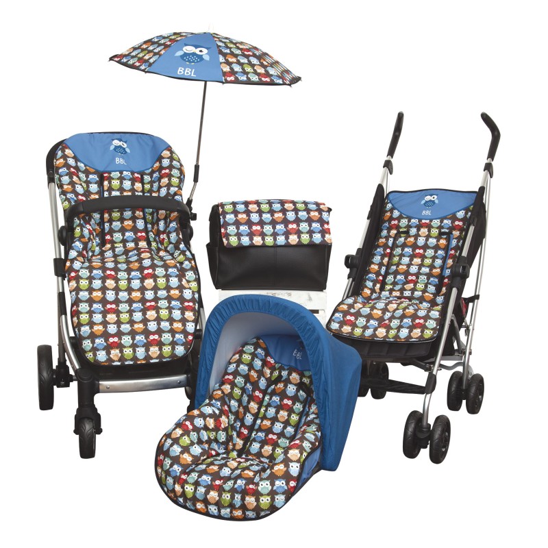 Colchoneta silla paseo Estampado Búhos Azul Colchoneta silla paseo Estampado Búhos Azul