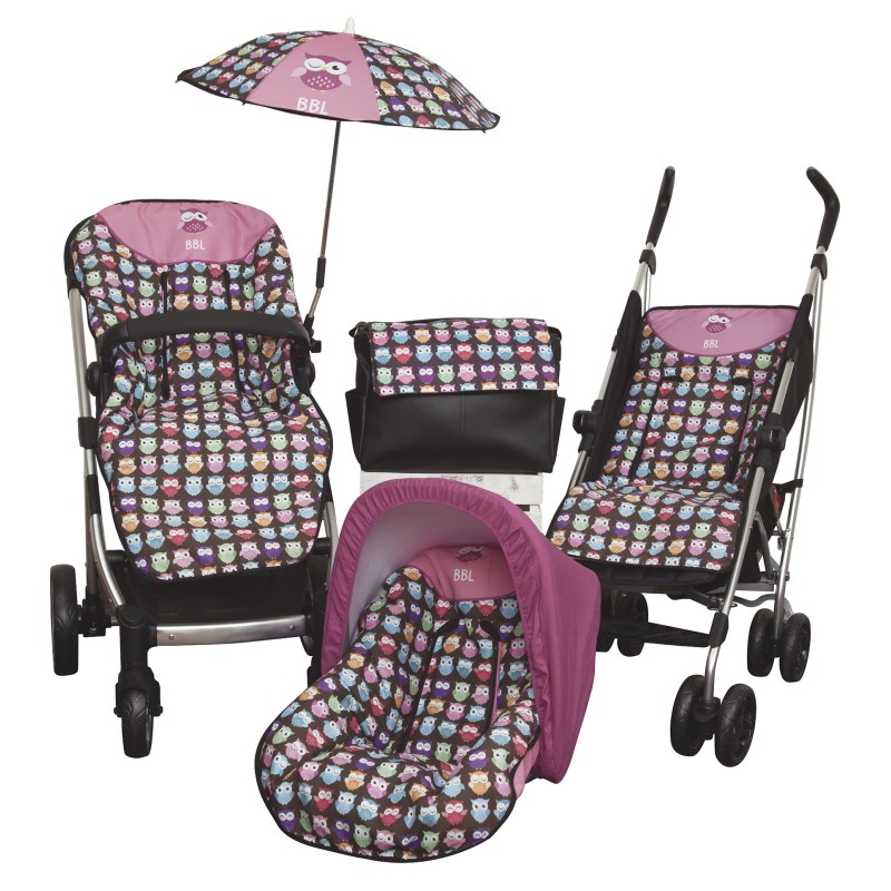 Colchoneta silla paseo Estampado Búhos Rosa Colchoneta silla paseo Estampado Búhos Rosa