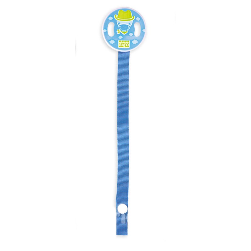 Blue pacifier chain with ribbon