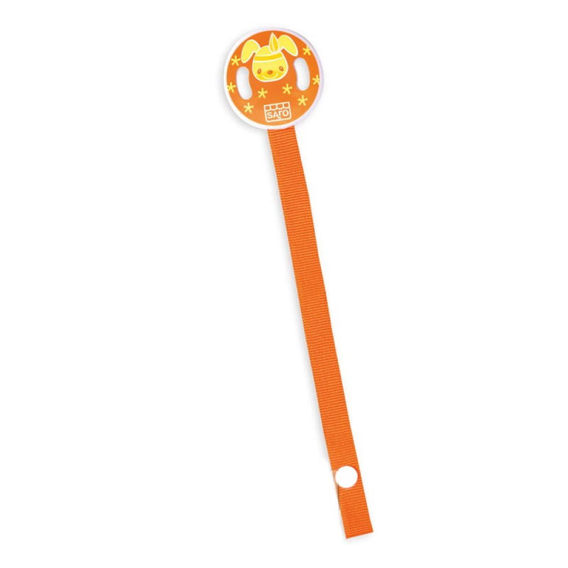 Orange pacifier chain with ribbon