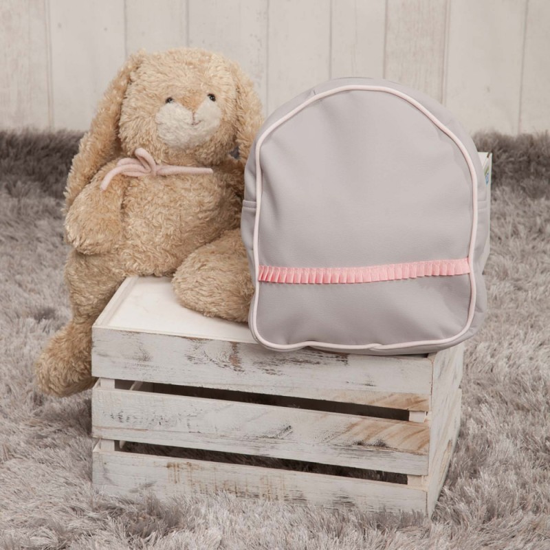 Mochila Guarderia poli piel Gris Rosa Mochila Guarderia poli piel Gris Rosa