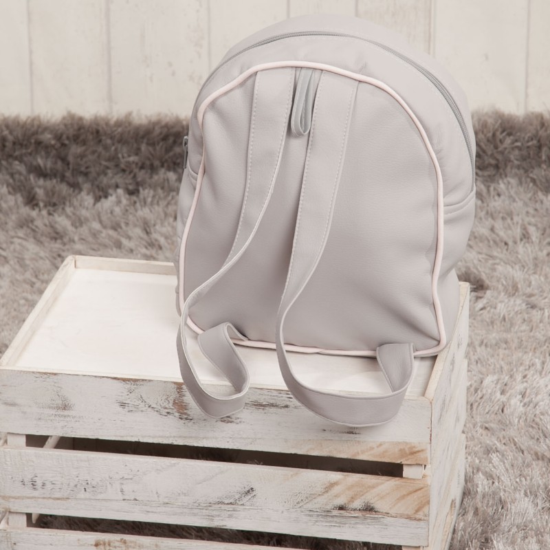 Mochila Guarderia poli piel Gris Rosa Mochila Guarderia poli piel Gris Rosa