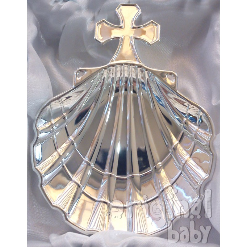 Baptism shell with silver plated cross Baptism shell with silver plated cross
