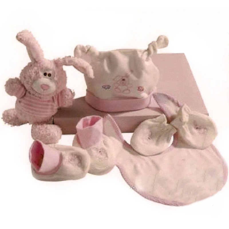 Set de regalo de 5 piezas recién nacido rosa Set de regalo de 5 piezas recién nacido rosa