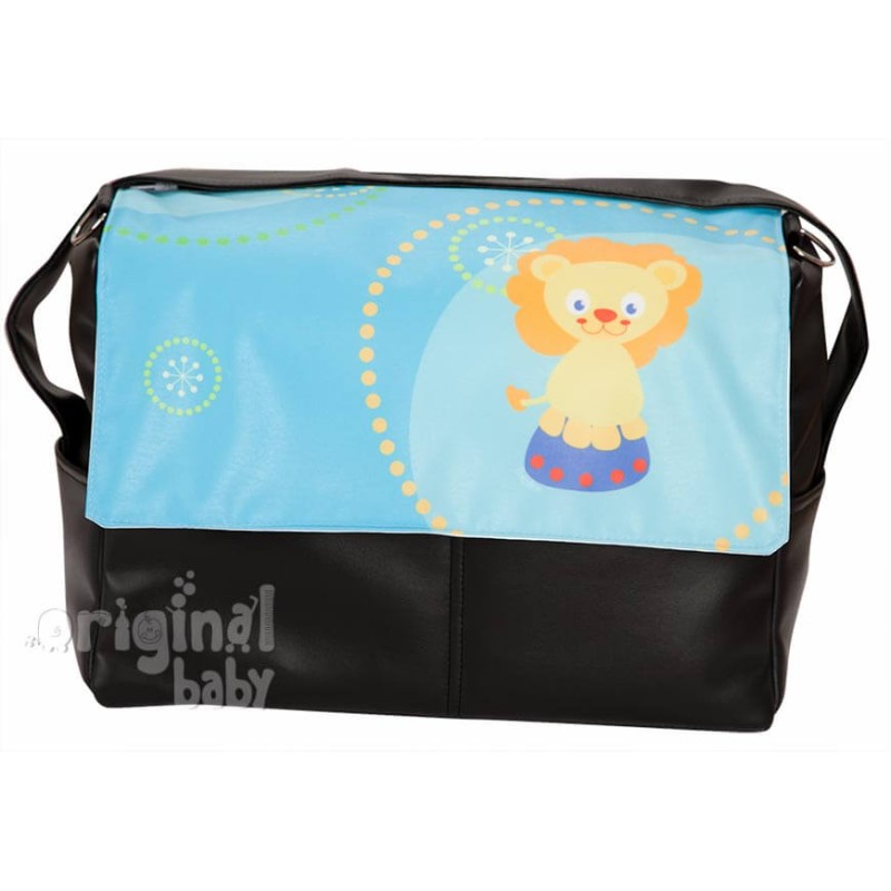 Bolso maternal de piel Leoncito turquesa Bolso maternal de piel Leoncito turquesa