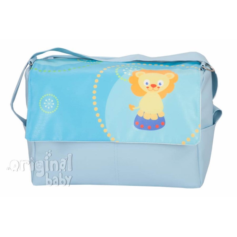Bolso maternal de piel Leoncito turquesa Bolso maternal de piel Leoncito turquesa