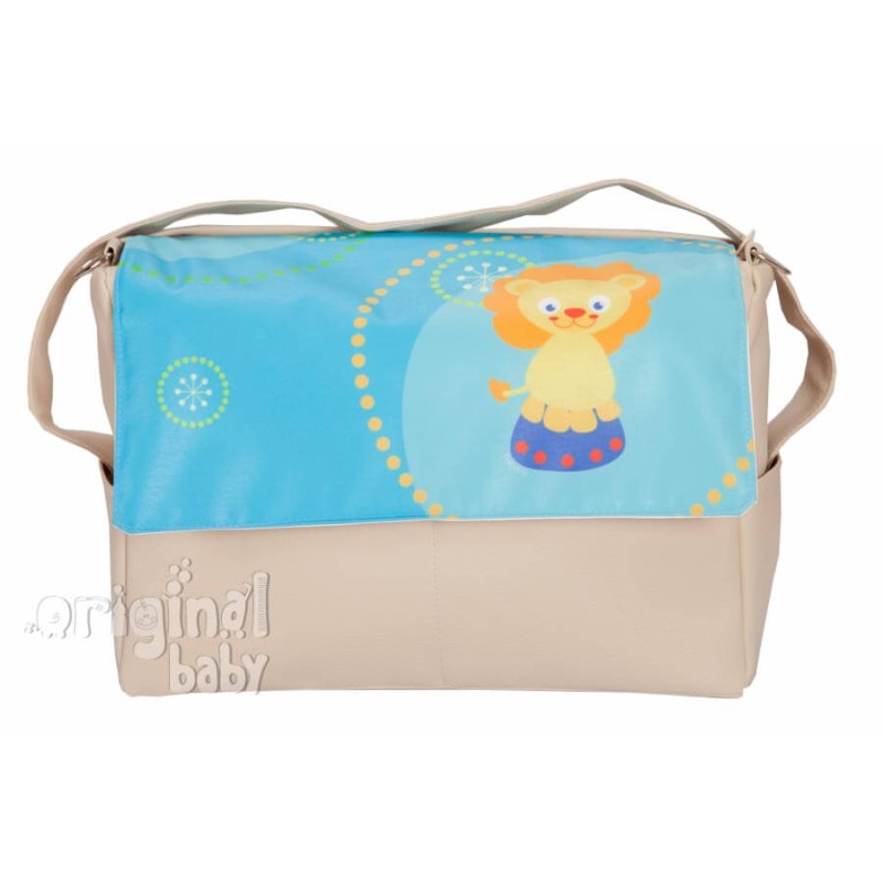Bolso maternal de piel Leoncito turquesa Bolso maternal de piel Leoncito turquesa