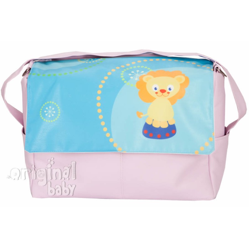 Bolso maternal de piel Leoncito turquesa Bolso maternal de piel Leoncito turquesa