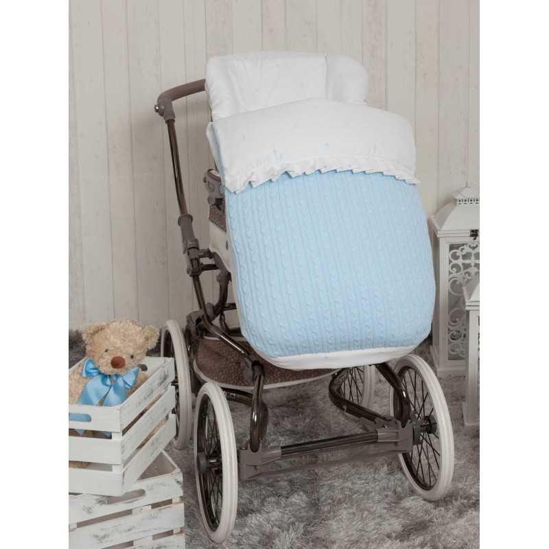 Saco para la silla de paseo Pompones Azul Saco para la silla de paseo Pompones Azul